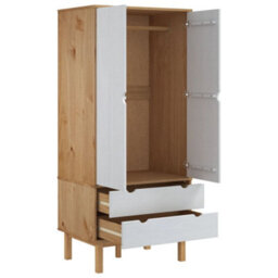 Vidaxl Wardrobe Otta Brown And White 76.5X53X172 Cm Solid Wood Pine - thumbnail 4