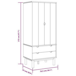 Vidaxl Wardrobe Otta Brown And White 76.5X53X172 Cm Solid Wood Pine - thumbnail 6