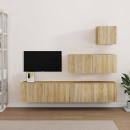 Berkfield 4 Piece Tv Cabinet Set Sonoma Oak Engineered Wood - thumbnail 1