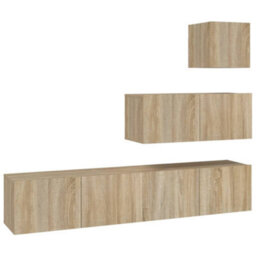 Berkfield 4 Piece Tv Cabinet Set Sonoma Oak Engineered Wood - thumbnail 2