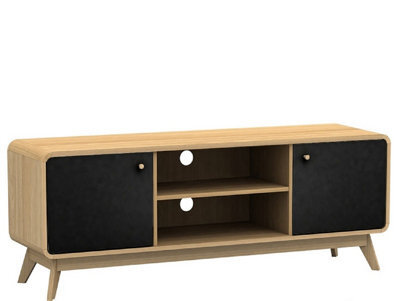 Dorel Cassie Tv-Stand With 2 Doors In Oak Look Black - image 1