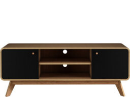 Dorel Cassie Tv-Stand With 2 Doors In Oak Look Black - thumbnail 4
