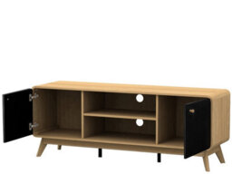 Dorel Cassie Tv-Stand With 2 Doors In Oak Look Black - thumbnail 5