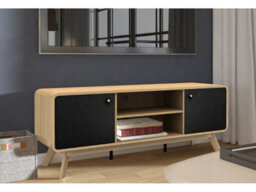 Dorel Cassie Tv-Stand With 2 Doors In Oak Look Black - thumbnail 3