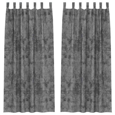 Berkfield Classic Curtain With Curtains 2 Pcs Grey 225 X 140 Cm Velvet - image 1
