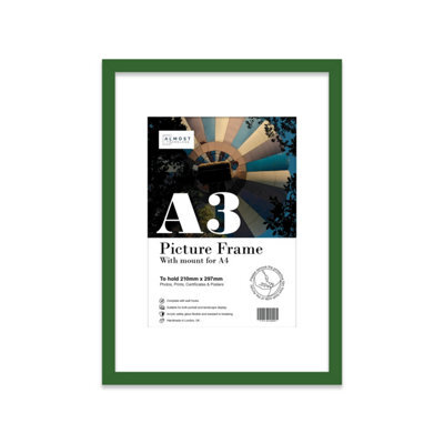 A3 Green Picture Frame With Mount For A4 (21 X 29.7Cm -8.3 X 11.7In) Poster, Photo, Artwork, Or Print. - image 1