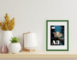 A3 Green Picture Frame With Mount For A4 (21 X 29.7Cm -8.3 X 11.7In) Poster, Photo, Artwork, Or Print. - thumbnail 4
