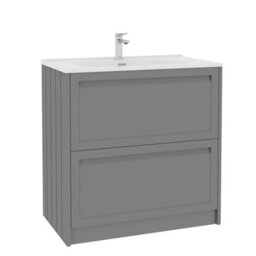 Royal Bathrooms Elmore 800mm Traditional Floor Standing 2 Drawer Bathroom Vanity Unit With Ceramic Basin Sink - Matt Pebble Grey - thumbnail 6