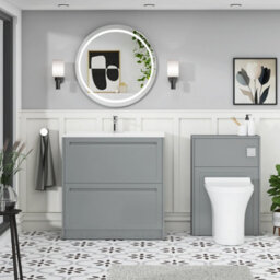 Royal Bathrooms Elmore 800mm Traditional Floor Standing 2 Drawer Bathroom Vanity Unit With Ceramic Basin Sink - Matt Pebble Grey - thumbnail 4