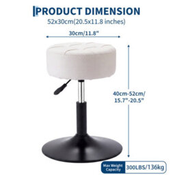 Swivel Dressing Table Chair, Height Adjustable Vanity Stool, Padded Faux Leather Seat, Chrome Metal Base, White - thumbnail 2