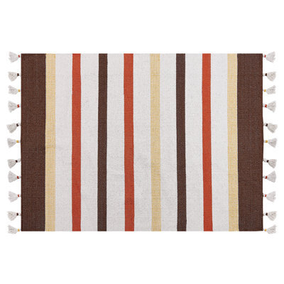 Beliani Rug Hisarli Brown 140 X 200 Cm Cotton - image 1