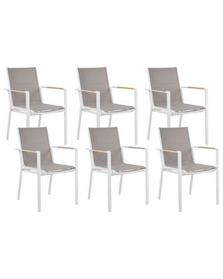 Beliani Set Of 6 Garden Chairs Busseto Metal Grey - image 1