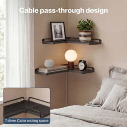 Levede Floating Shelves Set Of 2 L-Shaped Corner Shelves Wall Mounted Black - thumbnail 6