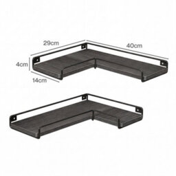 Levede Floating Shelves Set Of 2 L-Shaped Corner Shelves Wall Mounted Black - thumbnail 4
