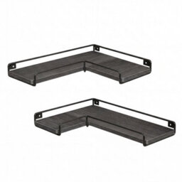 Levede Floating Shelves Set Of 2 L-Shaped Corner Shelves Wall Mounted Black - thumbnail 3
