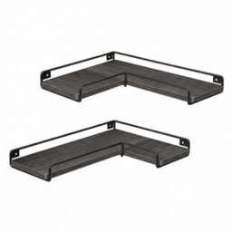 Levede Floating Shelves Set Of 2 L-Shaped Corner Shelves Wall Mounted Black - thumbnail 2