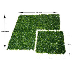 Greenbrokers Artificial Green Wall Hedge With Small White Flowers (Pack Of 4) -Uv Stable Vertical Garden - thumbnail 3