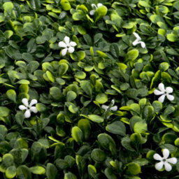 Greenbrokers Artificial Green Wall Hedge With Small White Flowers (Pack Of 4) -Uv Stable Vertical Garden - thumbnail 4