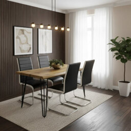 Kosy Koala Modern Dining Table Set With 4 Black Faux Leather Chairs Kitchen Dining Room Furniture - thumbnail 2