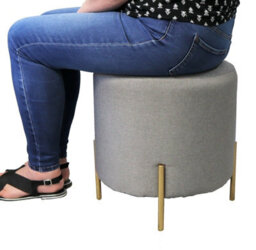 Aspect Furniture Valentine Round Ottoman With Tray Top (Light Grey Faux Linen) - thumbnail 4