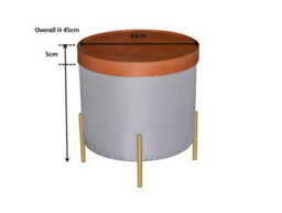 Aspect Furniture Valentine Round Ottoman With Tray Top (Light Grey Faux Linen) - thumbnail 8
