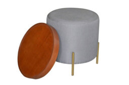 Aspect Furniture Valentine Round Ottoman With Tray Top (Light Grey Faux Linen) - thumbnail 6