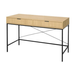 Home Source Wisbech 2 Drawer Oak Effect And Metal Home Office Computer Writing Desk - thumbnail 4