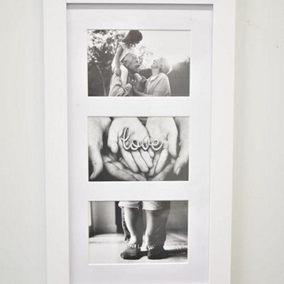 Biznest 3 Multi-Aperture Frame Photos Multi Picture Wall Frame Family Rules Collage Frame Photo Frame 26X43Cm (White)