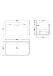 Balterley Dunwood Wall Hung 1 Drawer Bathroom Vanity Unit & Polymarble Basin, Satin Grey, 755mm - thumbnail 8