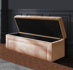 137Cm Duke Ottoman Storage Box -Upholstered Blanket Box - Mink Plush Velvet Multifunctional Storage Box - thumbnail 2