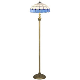Homcom Floor Lamp With Handcrafted Stained Glass Shade, Vintage Standing Lamp, Blue - thumbnail 2