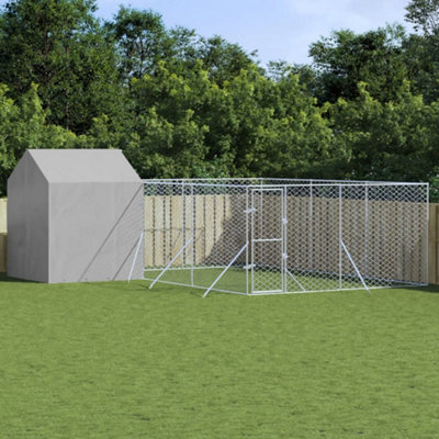 Walplus Outdoor Dog Kennel With Roof Silver 6X6X2.5 M Galvanised Steel - image 1