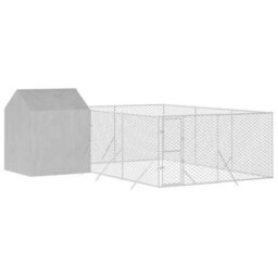 Walplus Outdoor Dog Kennel With Roof Silver 6X6X2.5 M Galvanised Steel - thumbnail 3
