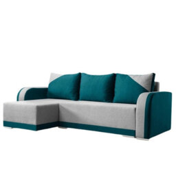 Modern Arizona Fabric Corner Sofa Bed With Storage Universal Left Or Right Design Light Grey And Turqouise - thumbnail 2