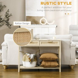 Wyld Haus Sedi 100Cm Natural Wood-Effect Console Table - 2 Drawers And Bottom Shelf - thumbnail 5