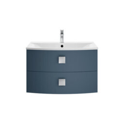 Hudson Reed Sarenna Wall Hung 2 Drawer Vanity Unit & Polymarble Basin, Mineral Blue Matt, 712 X 504 X 448mm - thumbnail 1