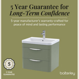Balterley Aldershawe Contemporary Wall Hung 2 Drawer Bathroom Vanity Unit & Ceramic Basin, Satin Green, 610mm - thumbnail 4