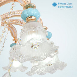 Wdw 6-Arm Blue Gold Chandelier Pendant Ceiling Lamp With Ceramic, Crystal And Zinc Alloy Accents - thumbnail 7