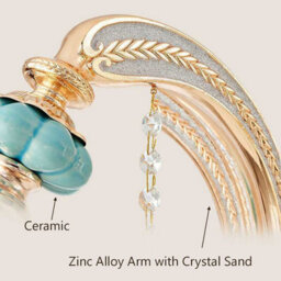 Wdw 6-Arm Blue Gold Chandelier Pendant Ceiling Lamp With Ceramic, Crystal And Zinc Alloy Accents - thumbnail 4