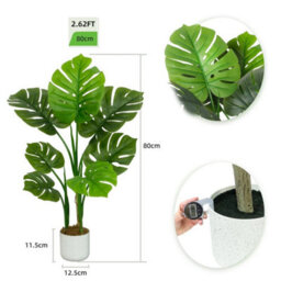 Artificial Monstera Tree W/plastic Planter And Artificial Moss For House Office 80 Cm - thumbnail 2