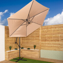 Samuel Alexander 3M Cantilever Parasol In Beige With Crank Handle For Patio Garden Banana Parasol With Uv Protection - thumbnail 2
