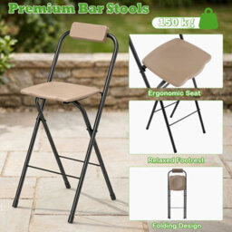 Gainoom 3-Piece Patio Bar Set Brown Outdoor Bbq Canopy W/bar Table & 2 Folding Bar Stools - thumbnail 6