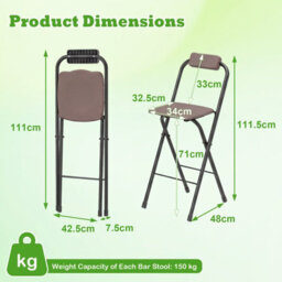 Gainoom 3-Piece Patio Bar Set Brown Outdoor Bbq Canopy W/bar Table & 2 Folding Bar Stools - thumbnail 3