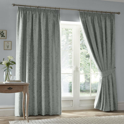 Appletree Worcester Pair Of Green Pencil Pleat Curtains With Tie-Backs - image 1