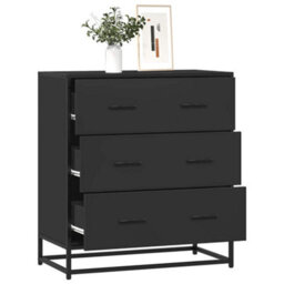 Berkfield Sideboard Black 68X35X76 Cm Engineered Wood And Metal - thumbnail 1