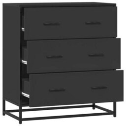 Berkfield Sideboard Black 68X35X76 Cm Engineered Wood And Metal - thumbnail 7