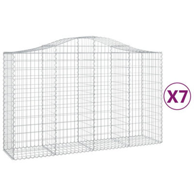 Berkfield Durable Arched Gabion Baskets 7 Pcs 200X50X120/140 Cm Galvanised Iron - image 1