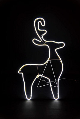 Shatchi Reindeer Neon Effect Rope Light Silhouette Double Side 90 Cool White Leds Christmas Outdoor - image 1