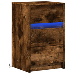 Berkfield Bedside Cabinet With Led Lights Smoked Oak Engineered Wood - thumbnail 3