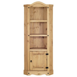 Corner Solid Pine Bookcase Rustic Distressed
